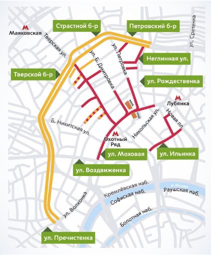 перекрытия в центре Москвы новый год 2020